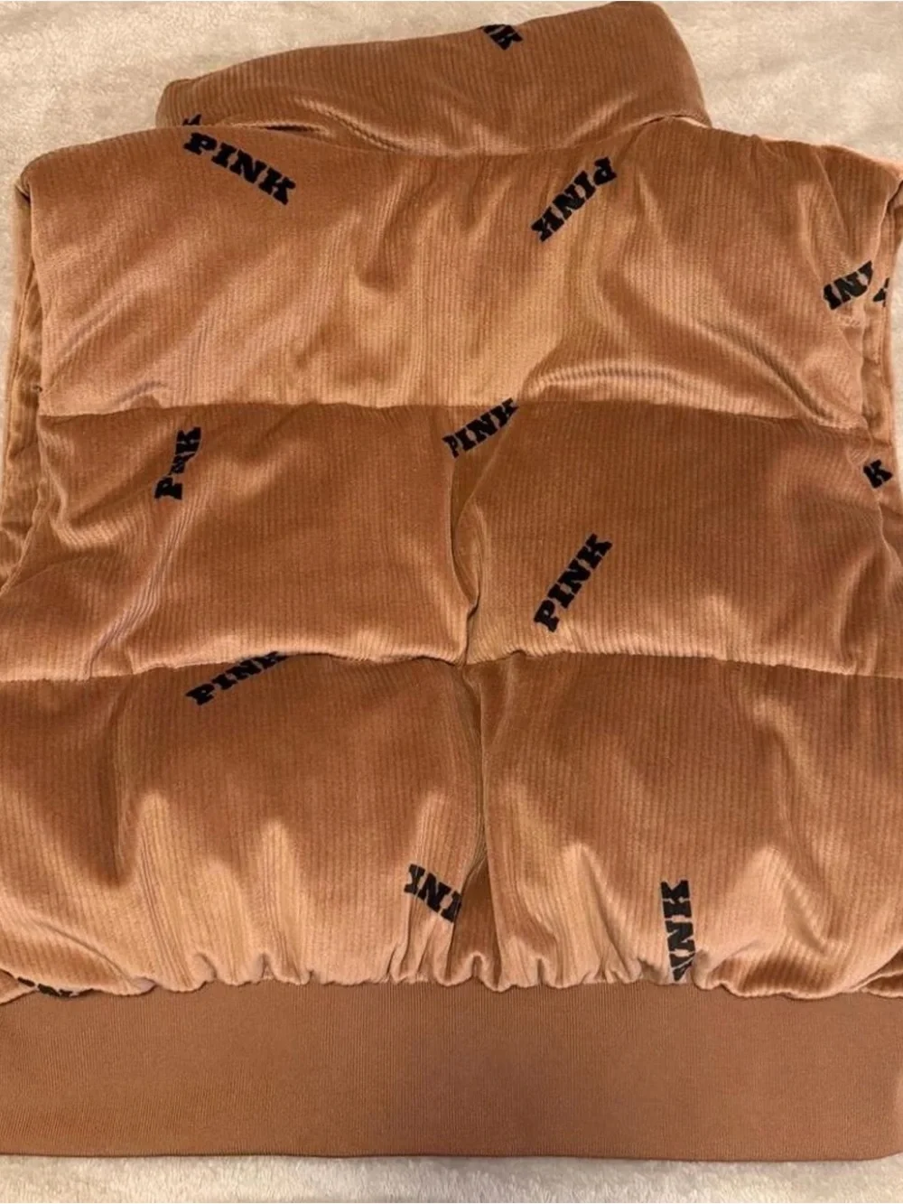 PINK Victoria's Secret Corduroy-Look Puffer Vest in Brown